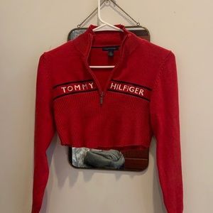 Vintage Tommy Hilfiger Red Turtle Neck Crop Top